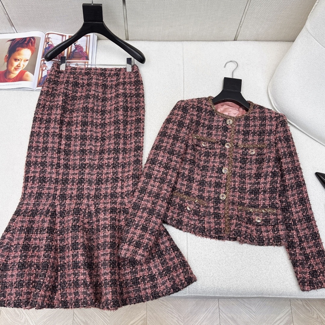 샤넬 26Ss 라운드넥 트위드 코트