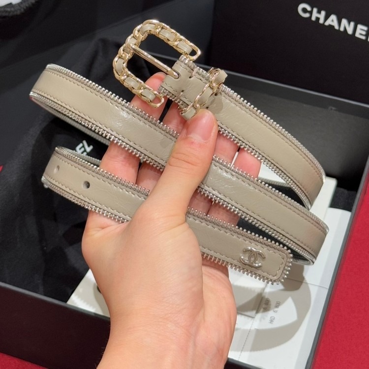 샤넬 2025 체인 & 지퍼라인 레더 벨트