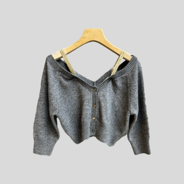 미우미우 오프숄더 니트 탑