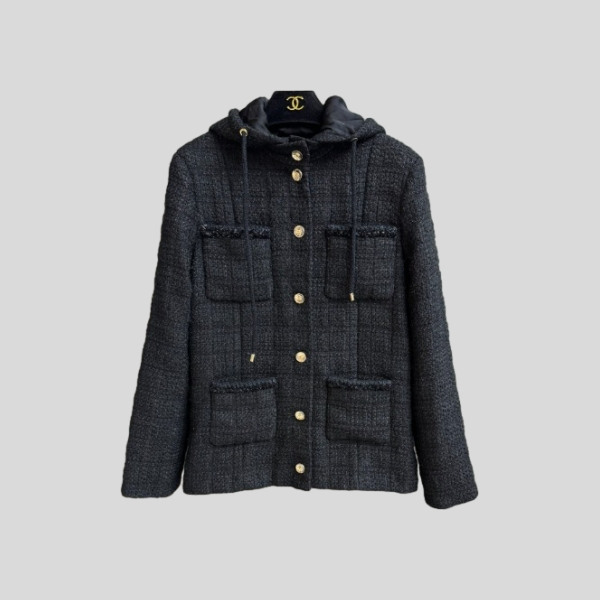 샤넬 블랙 후드 재킷