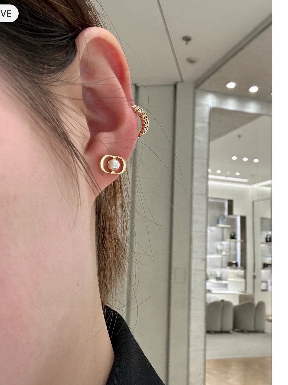 디올 골드 cd 진주 이어링