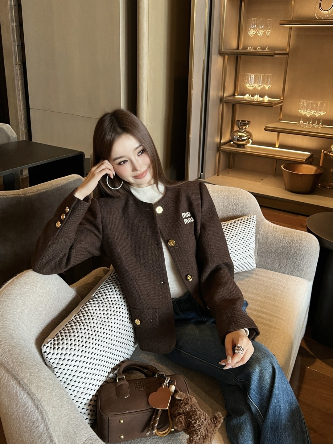 미우미우 Maillard Carrown 라운드 아우터