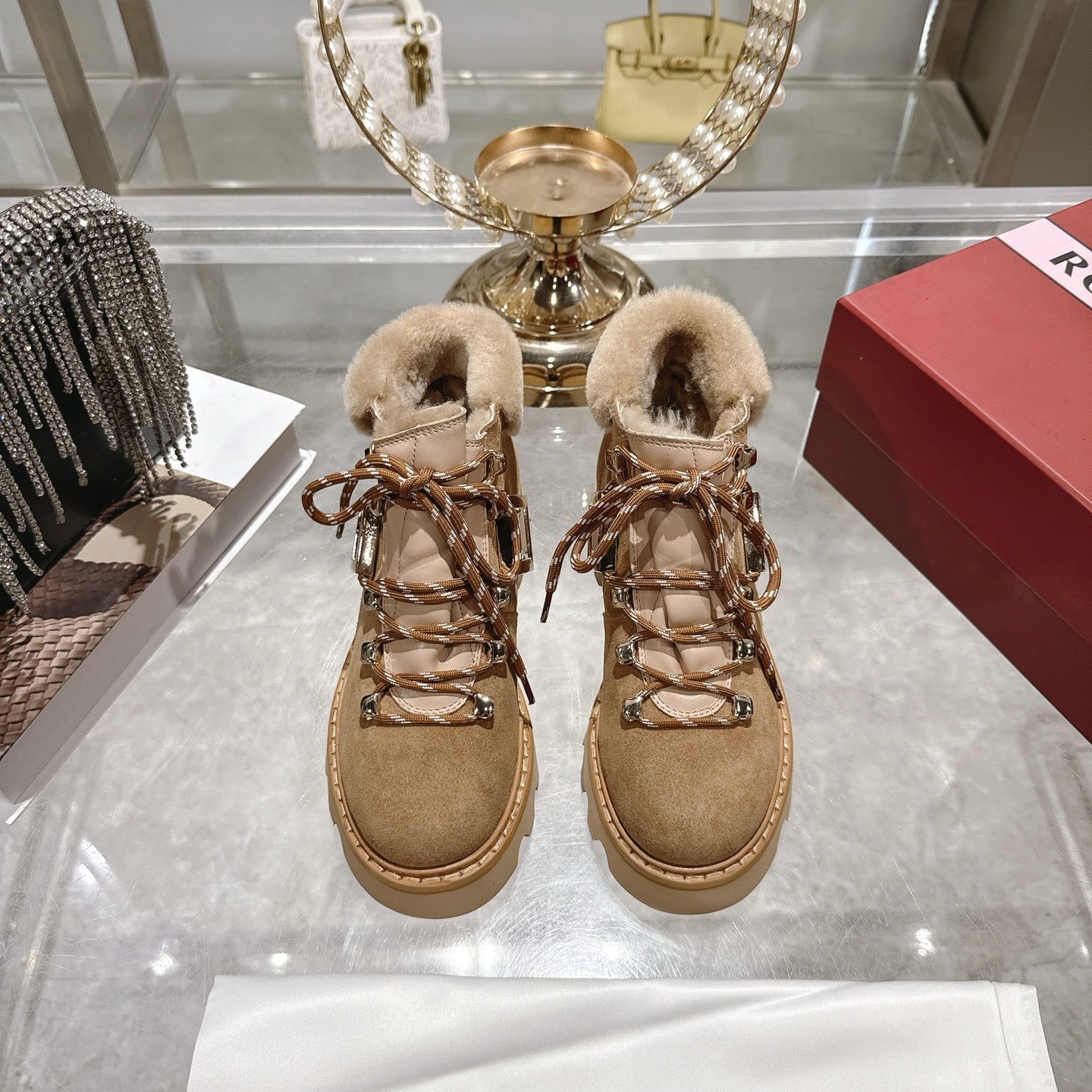 로저비비에 25 신상 양털 앵클부츠