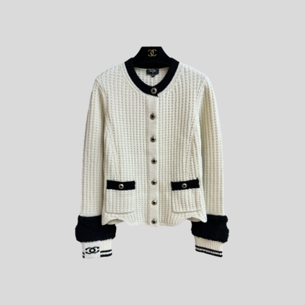 샤넬 컬러 블록 니트 가디건