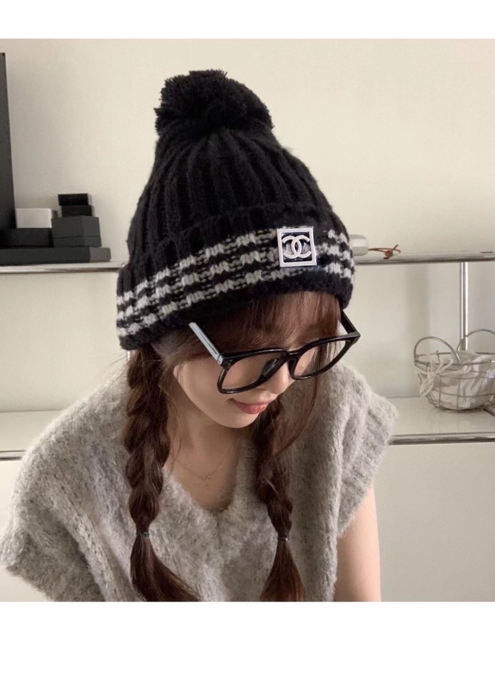 샤넬 니트 비니