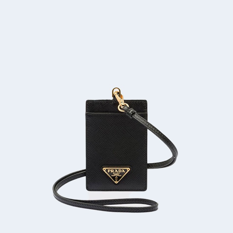 프라다 사피아노 골드 삼각로고 배지 홀더