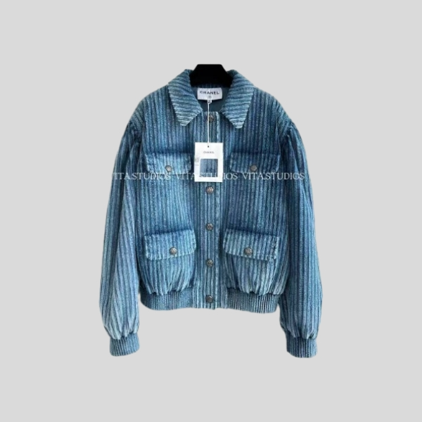 샤넬 라인스톤 코듀로이 재킷