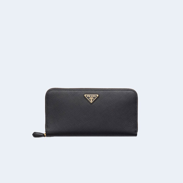 프라다 사피아노 골드 삼각로고 지퍼지갑