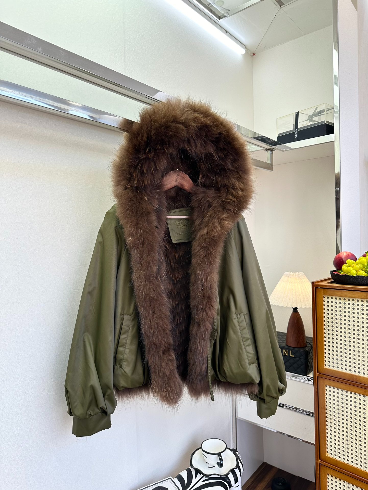 폭스 퍼 카라 덕다운 양면 점퍼