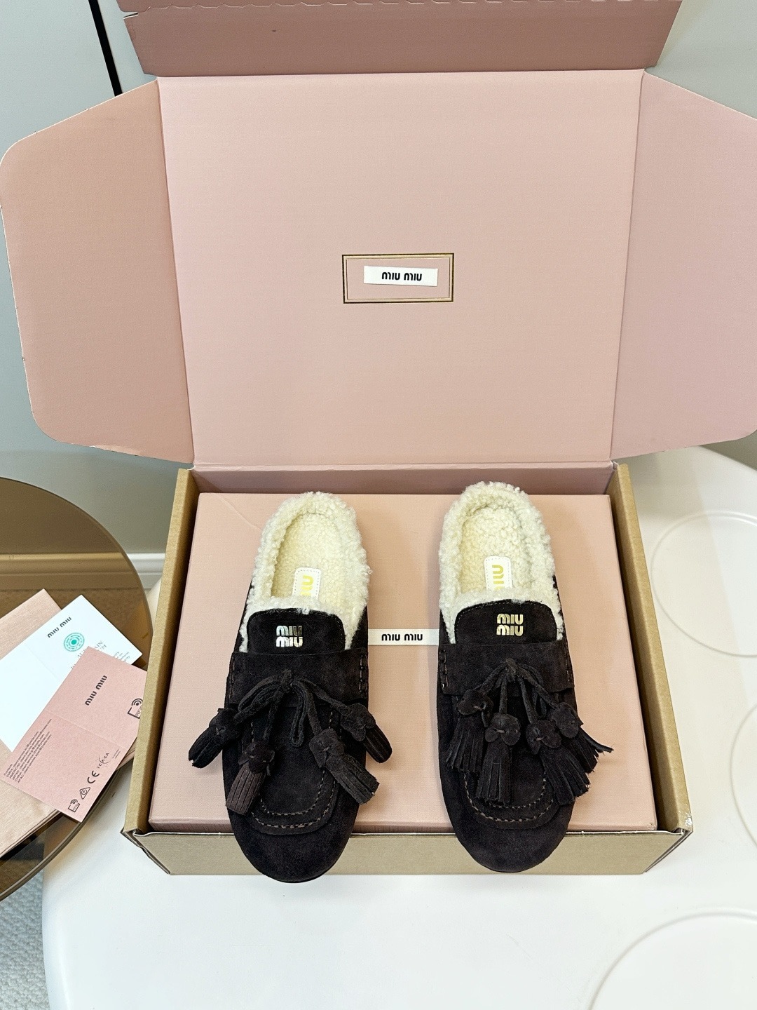 미우미우 25ss 신상 울 슬립온 세미슬리퍼