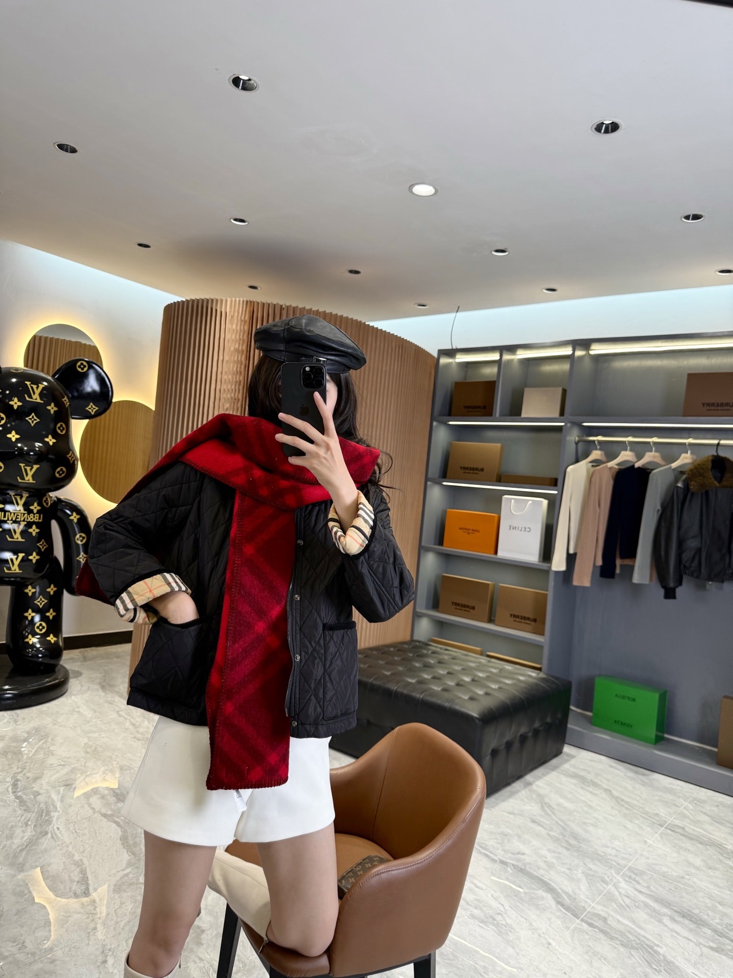 버버리 체크 양털 워머