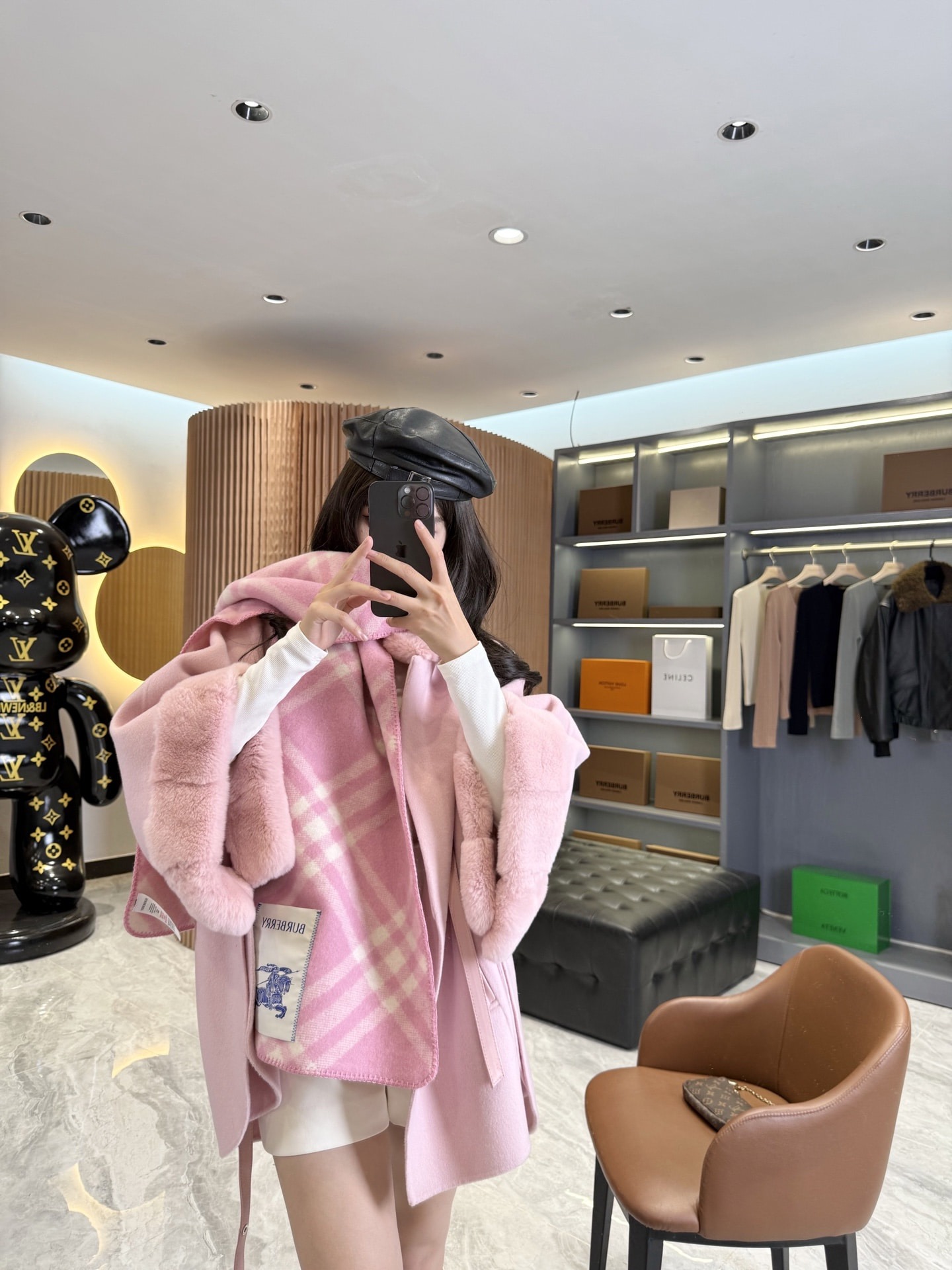 버버리 체크 양털 워머