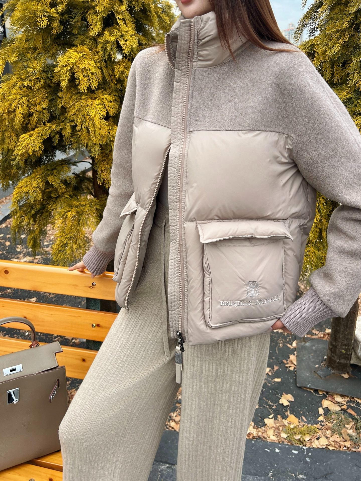 브루넬로쿠치넬리쿠치넬리 양털 차이나 숏패딩