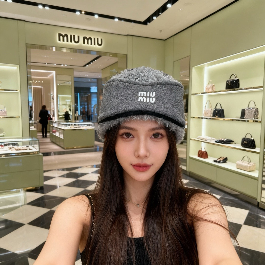 미우미우 후리스 융털 헤어캡