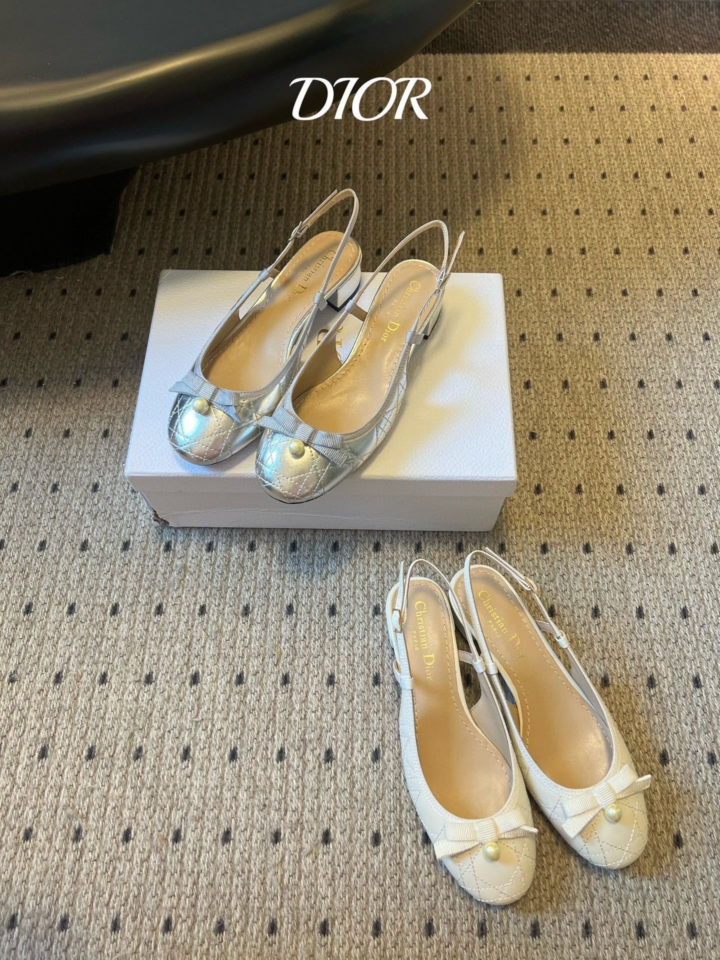 디올 리본 진주 스트랩 펌프스 샌들