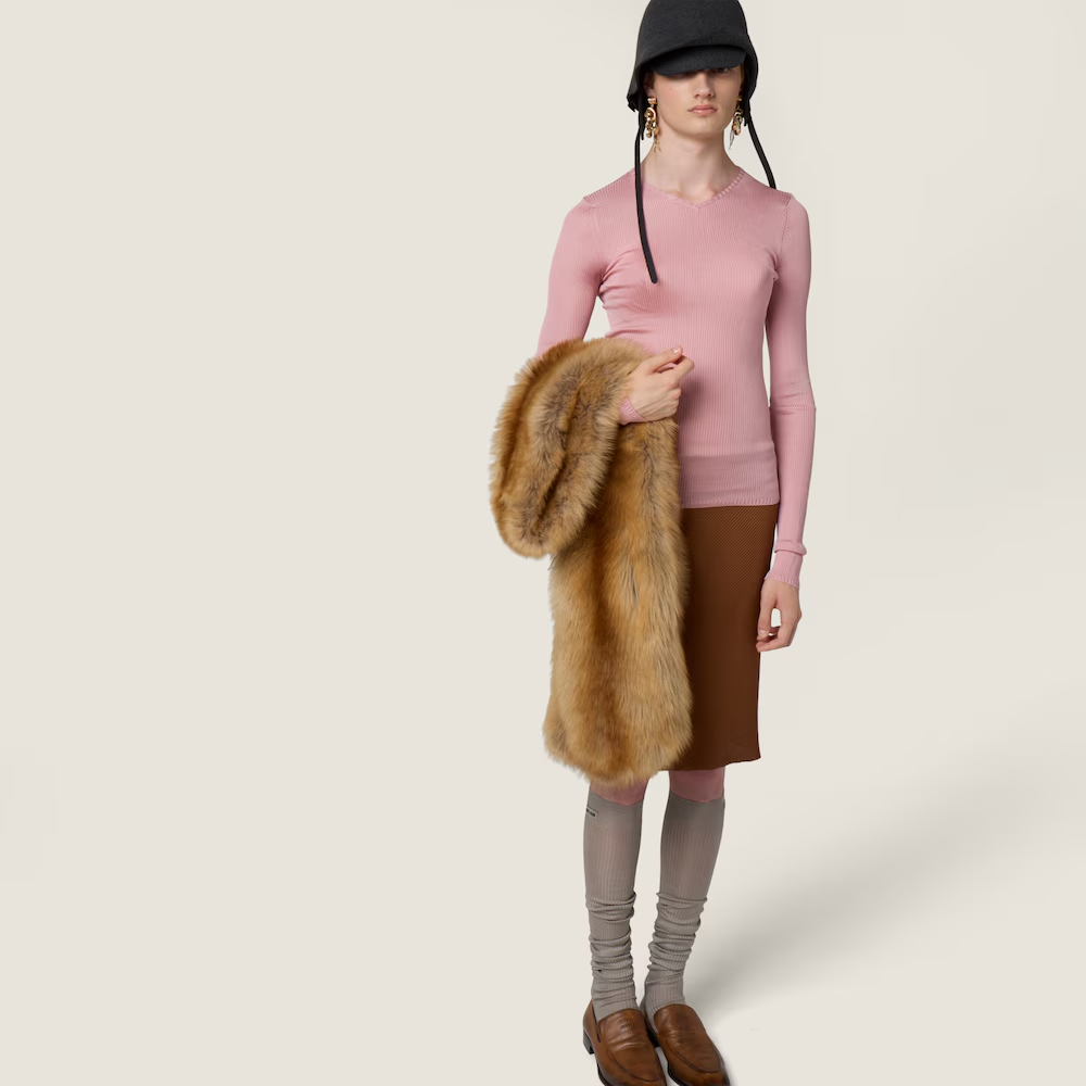 미우미우 실크 미디 스커트