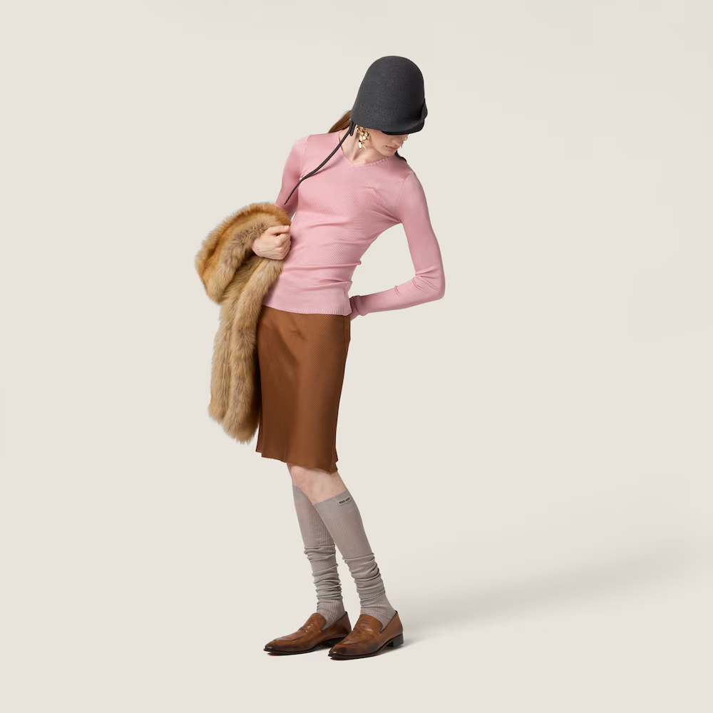 미우미우 실크 미디 스커트